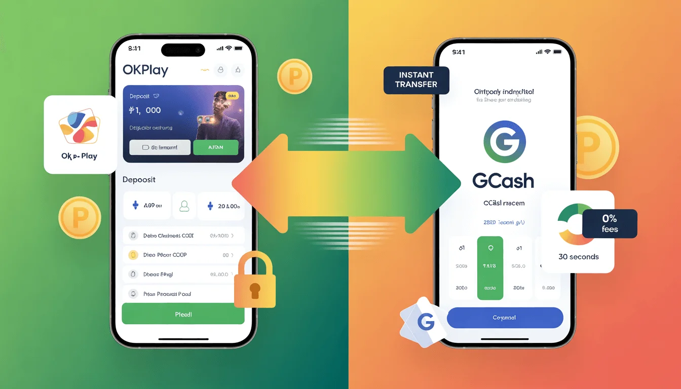 OKPlay GCash app integration showing instant deposit process from GCash wallet to OKPlay casino account in Philippines